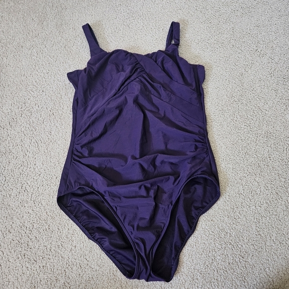 Lands' End Women's Slender Suit Carmela One Piece Swimsuit Purple 18L - Picture 1 of 8